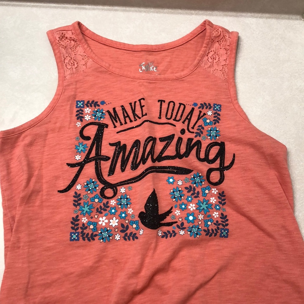 Justice “Make Today Amazing” Glitter Pink Tank